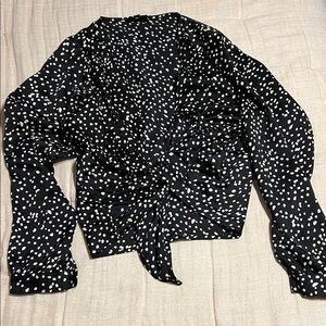 Akav Black and White Polka Dot Blouse